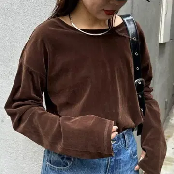 사이드 슬릿 시어 플로키 벨로아 느낌 상의 여성용