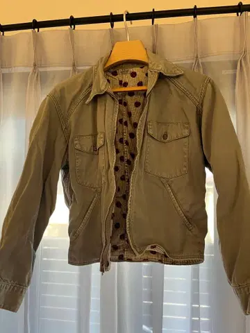 KEY imperial 그레이 자켓 빨간색 도트 무늬 워크 자켓