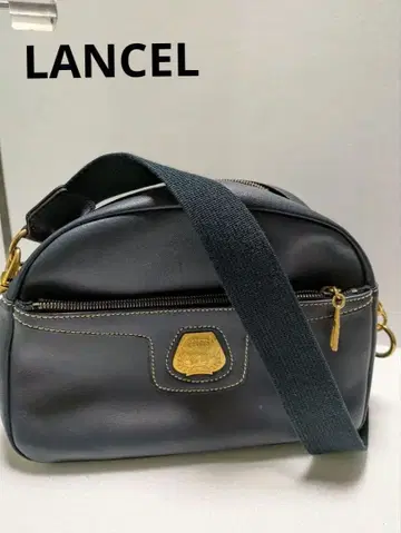 란셀 Lancel 네이비 가죽 숄더백 금 로고
