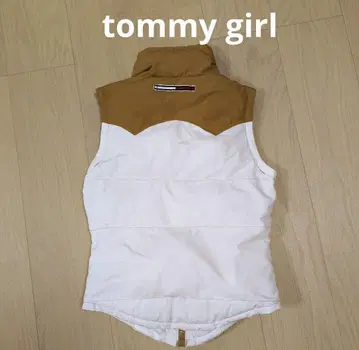 Tommy girl 다운 베스트 화이트 브라운 90s 스타일