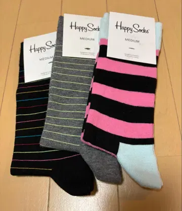새상품 Happy Socks 스트라이프 삭스 3세트 M 보더