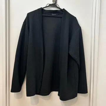 노카라 자켓 블랙 텍스처