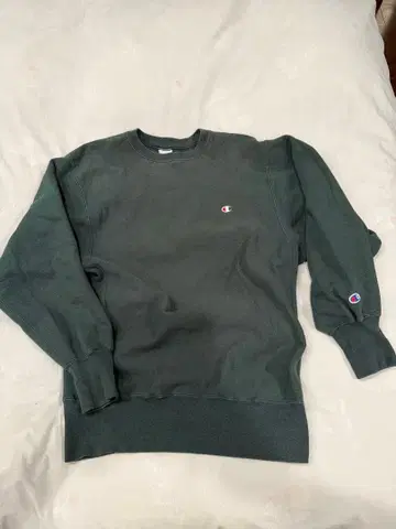 90s 자수 택 Champion 리버스 위브 맨투맨 XL 그린
