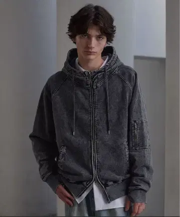 헤비 웨이트 스탠드넥 지퍼 후드티