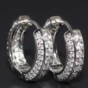 후프 귀걸이 지르코니아 파베 고급 3ACZ 다이아 남성용