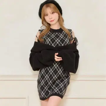 apres jour 레이어드 스타일 니트 원피스 블랙 M 사이즈