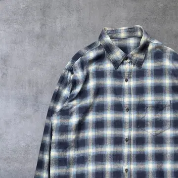 구제 의류 섀도우 체크 플란넬 셔츠