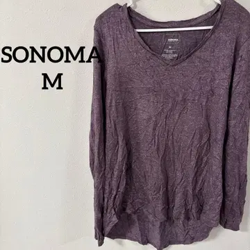 새상품급 [ M ] SONOMA 퍼플 긴팔 T셔츠 가을 옷 디자인 V넥