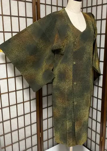 C6 순수 실크 겨울용 비로드 린나 코트 롱 기모노