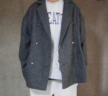 Revo. 헤링본 트위드 더블 테일러드 자켓