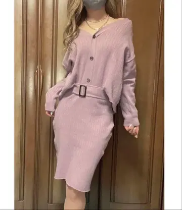 rienda 퍼플 롱 원피스 벨트 포함