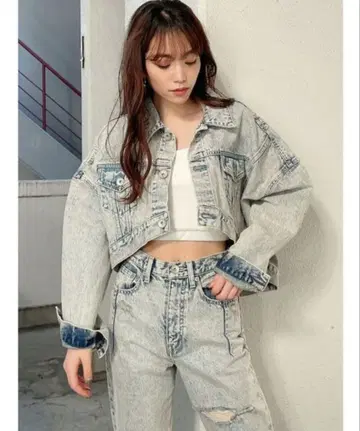 GYDA BACK 롱숏 케미컬 데님 G 재킷