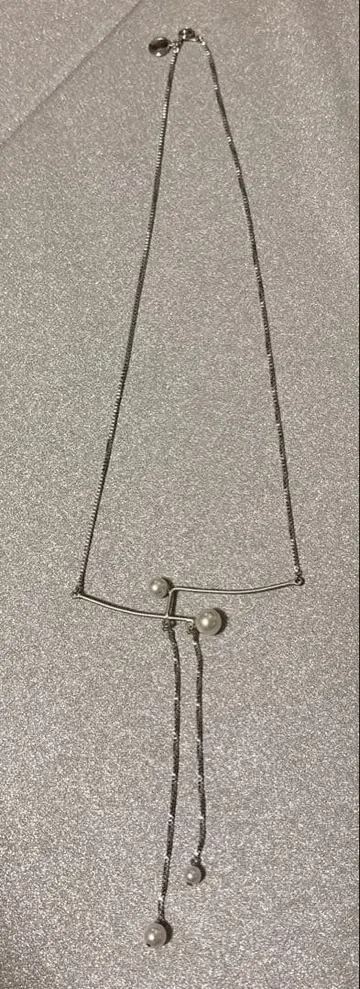 실버 펄 롱 목걸이