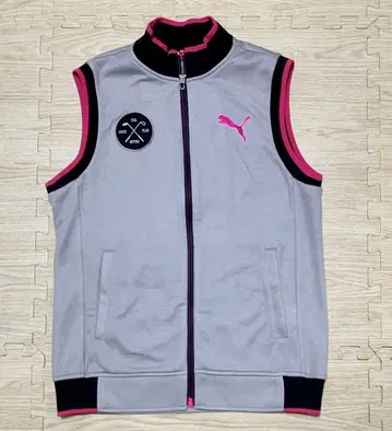 PUMA 그레이 핑크 집업 베스트 M