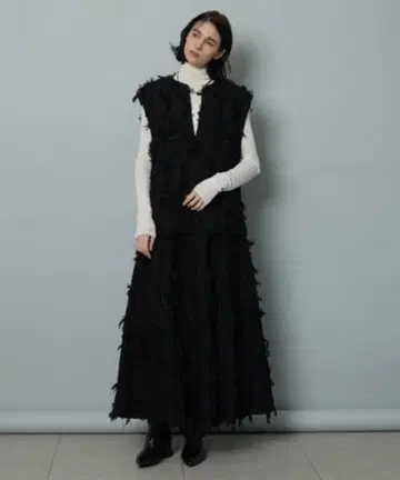 [ CADUNE ] 셋업 JQ 롱 스커트 프린지 디자인