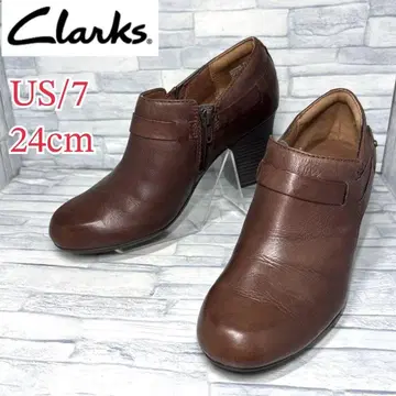 새상품급 Clarks 클락스 부티 하이힐 천연 가죽 브라운 24cm