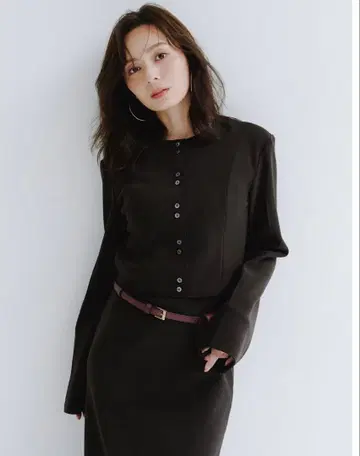 anuans 컷 조젯 숏 가디건 BRW/1