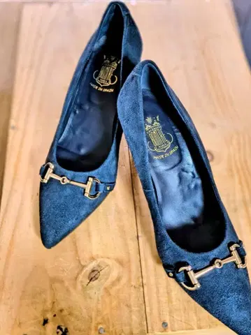 Bontre 네이비 블루 스웨이드 펌프스 사이즈 38 (23.5)