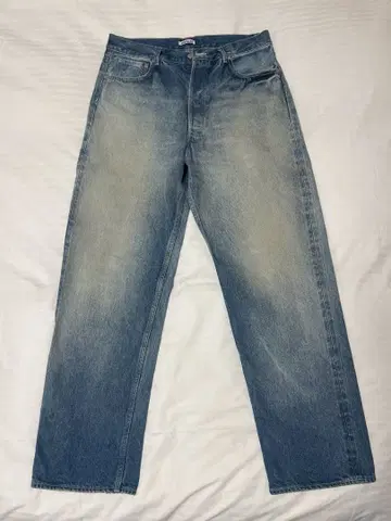 SELVEDGE FADED LIGHT DENIM WIDE PANTS 4