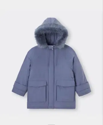 퍼 달린 후드 옅은 파랑 다운 자켓