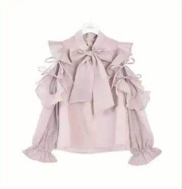 evelyn 보타이 리본 블라우스 어깨 트임 핑크 에블린 핑크