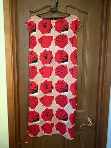 빨간 장미 무늬 롱 원피스