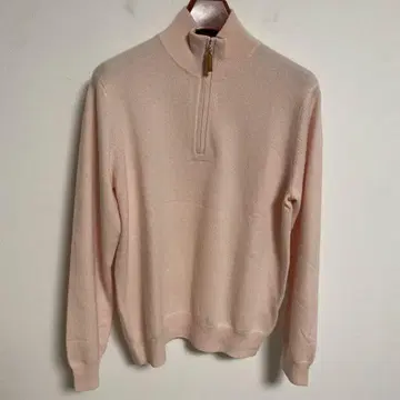 유니클로 얇은 핑크 캐시미어 100% 하이넥 니트 L