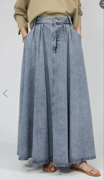 바빌론 데님 턱 볼륨 스커트 M 38