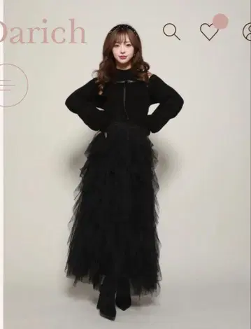 다리치 볼륨 튤 랩스커트 블랙