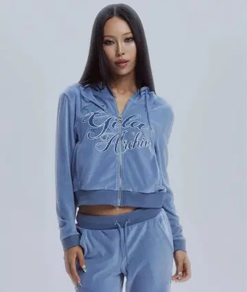 [ 미사용 새상품 ] GILAARCHIVE 벨로아 레터링 후드 집업