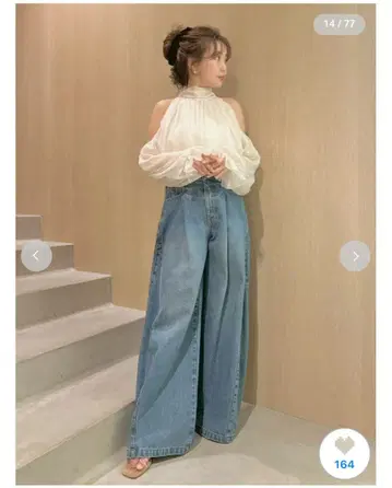 사이드 라인 배기 데님 팬츠 릴리 브라운 0