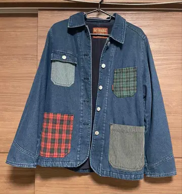 SKY BOMBER 데님 자켓 아우터 패치워크 겉옷