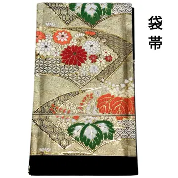 후쿠로 오비 순수 실크 지문 꽃 문양 국화 오동나무 금