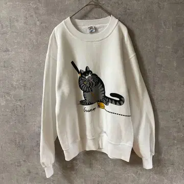 밤 고양이 클레이지 셔츠 맨투맨 트레이닝복 넉넉한 XS 사이즈