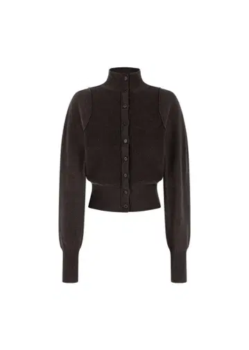 Amomento 다크 브라운 하이넥 가디건