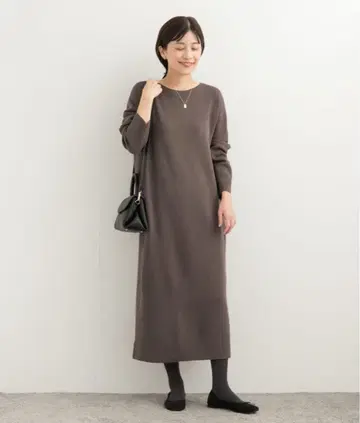 URBANRESEARCH DOORS 밀라노 리브 보트넥 원피스 M 모카