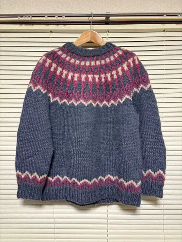 페어아일 패턴 울 혼방 스웨터 긴팔