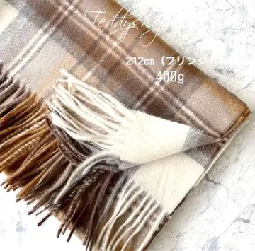 최고급 캐시미어 100% 대형 스톨 베이지 체크