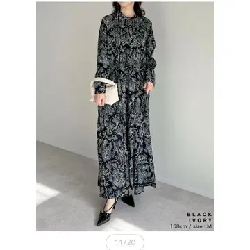 빈티지 프린트 플레어 원피스