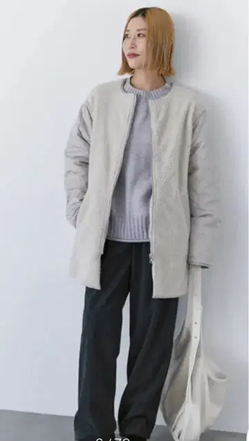 [ 미사용 ] Samansa mos2 blue 2WAY 리버서블 코트