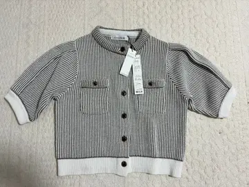 루니 LOUNIE 스트라이프 하프 슬리브 니트 가디건