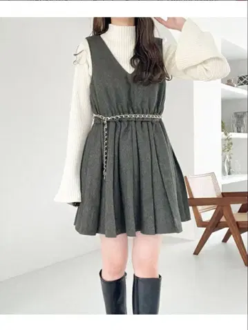 [ Heather ] 플리츠 미니 점프스커트 F 사이즈