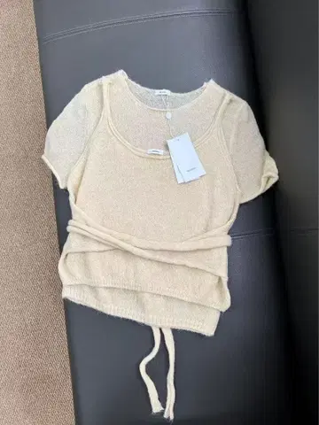 Monoha 베이지 니트 베스트 숏슬리브