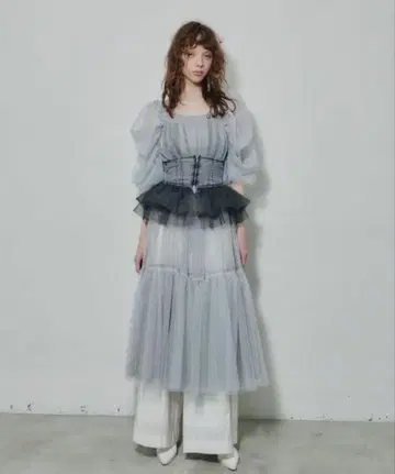 J1U byLABELLEETUDE 개더 슬리브 시스루 원피스