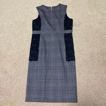 주노 체크 무늬 오버롤 스커트 L