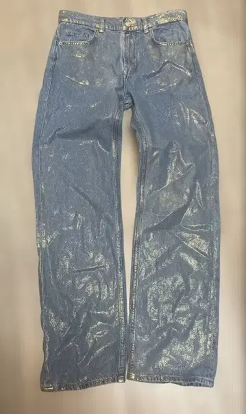 ZARA 골드 금박 데님 메탈릭 골드 36