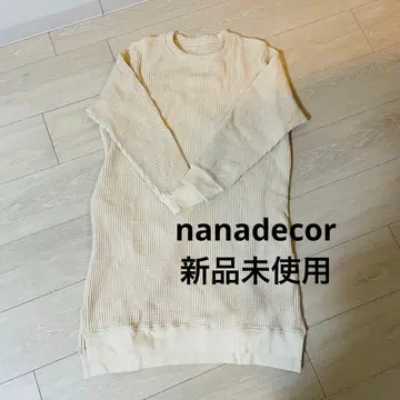 nanadecor 와플 편직 긴팔 원피스 아이보리