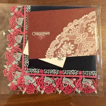 25ans 콜라보 긴자와 레이스 타월 손수건 네이비 한정판