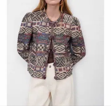 [ 새상품 ] ZARA 자카드 자켓 가디건 S