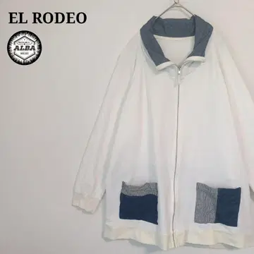 EL RODEO 엘르 맨투맨 집업 데님 체크 무늬 화이트
